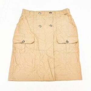 St. John Khaki Button Front Military Skirt Pencil Straight R720001 Size 14 NWT